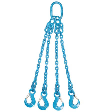 Us Cargo Control 1/2" x 10' - Pewag 4 Leg Chain Sling w/ Sling Hooks - Grade 120 12G120QOS-10